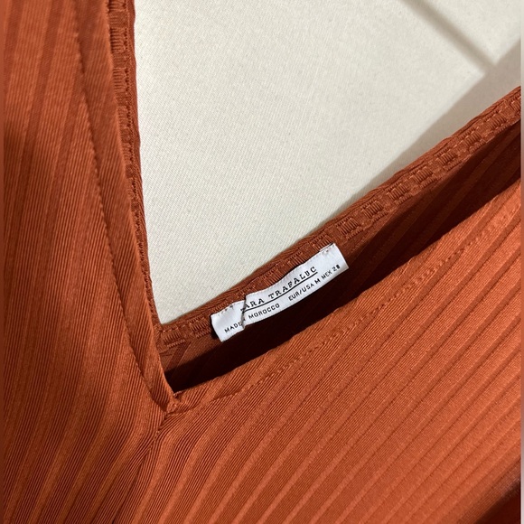 Zara Rust Orange Ribbed Strappy Jumpsuit - Picture 3 of 7